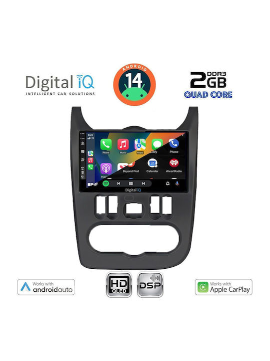 Digital IQ Car Audio System for Renault Logan Dacia Duster / Logan / Sandero 2006-2012 (Bluetooth/USB/AUX/WiFi/GPS/Apple-Carplay/Android-Auto) with Touch Screen 9"