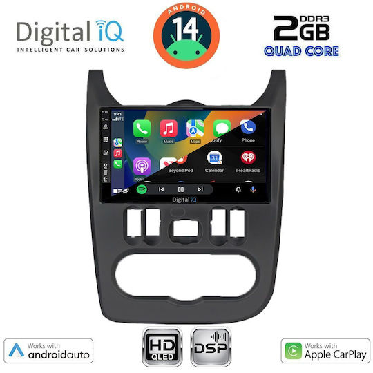 Digital IQ Car Audio System for Renault Logan Dacia Duster / Logan / Sandero 2006-2012 (Bluetooth/USB/AUX/WiFi/GPS/Apple-Carplay/Android-Auto) with Touch Screen 9"