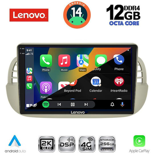 Lenovo Ηχοσύστημα Αυτοκινήτου για Fiat 500 BMW X1 / X3 / X4 2007-2015 (Bluetooth/USB/AUX/WiFi/GPS/Apple-Carplay/Android-Auto) με Οθόνη Αφής 9"