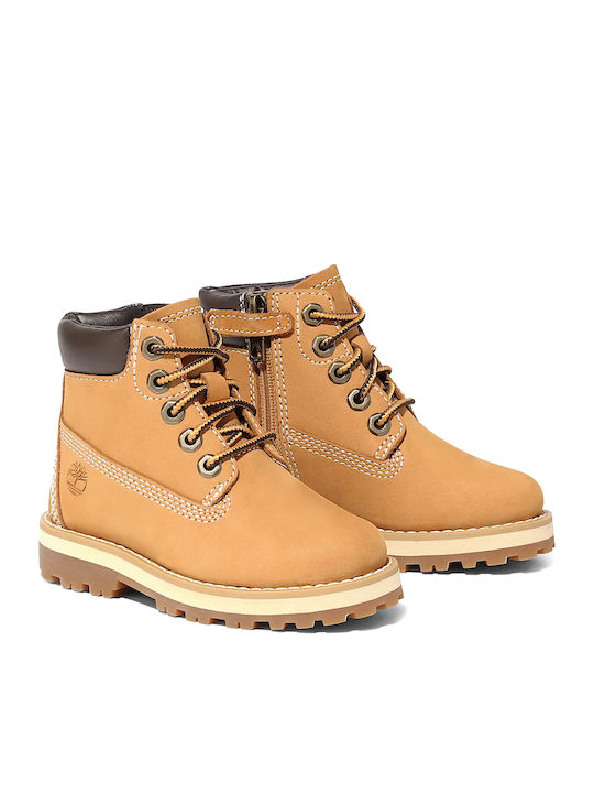 Courma Leather Kids Boots with Zipper Tabac Brown