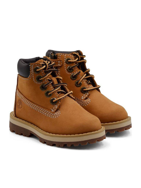 Courma Leather Kids Boots with Zipper Tabac Brown