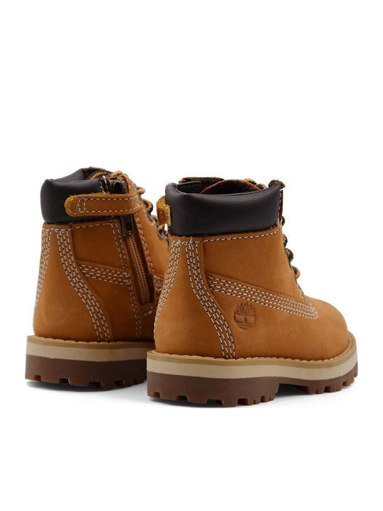 Courma Leather Kids Boots with Zipper Tabac Brown
