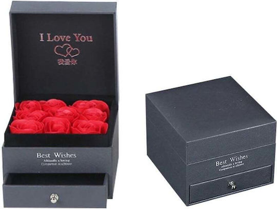"love Magic" Accessory Box Drawer 16 Soap Roses Greeting Card Gift Bag Black