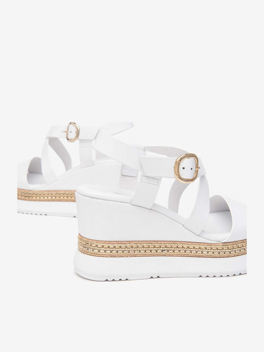 Women's Synthetic Leather Platform Shoes White
