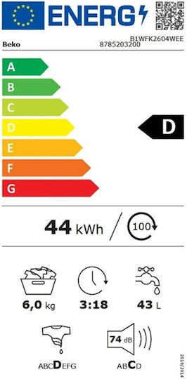 Beko Mașină de Spălat Rufe 6kg 1000 Rotiri B1WFK2604WEE