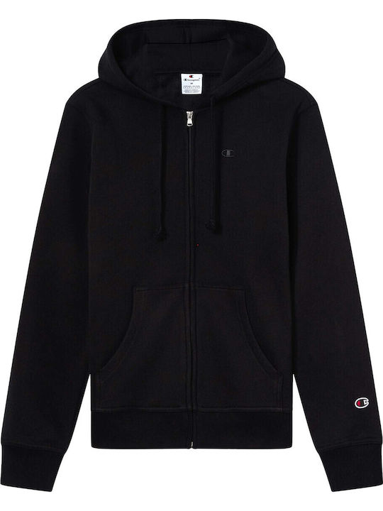 Sweatshirt Cardigan With Black Hood