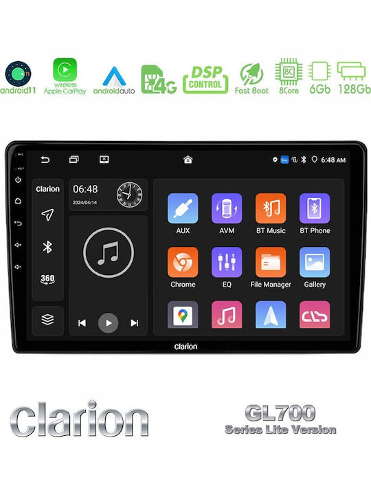 Clarion Car Audio System Hummer H3 2005-2009 (Bluetooth/USB/WiFi/GPS/Apple-Carplay/Android-Auto) with Touch Screen 9"