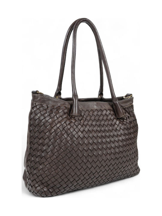 Leather Women's Shopper Bag Dark Chocolate Brown