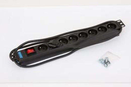 Triton 19" Distribution Panel 1u 8x230v Csn Switch Black 2m