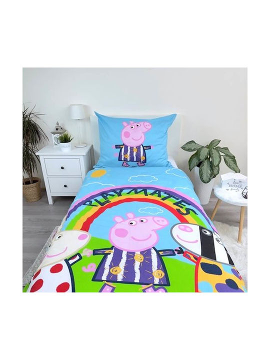 Halantex Kids Duvet Cover Set Single with Pillowcase Cotton Light Blue 137x200cm