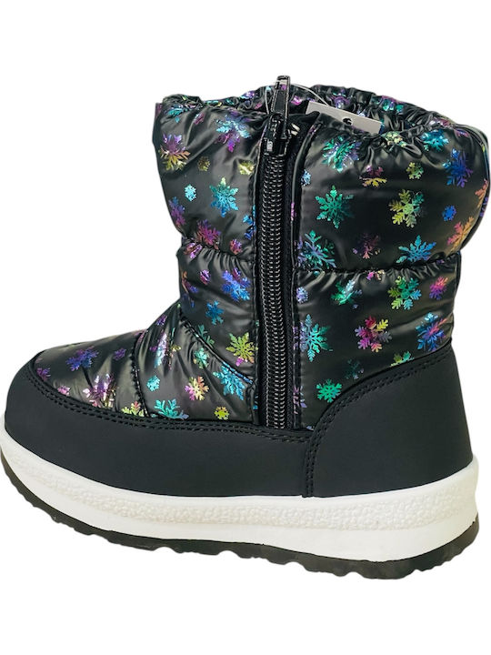 Kids Snow Boots with Zipper Black