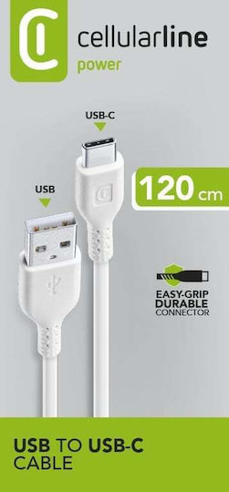 Cellular Line Regular USB 2.0 Cablu USB-C bărbătesc - USB-A Alb 1.2m