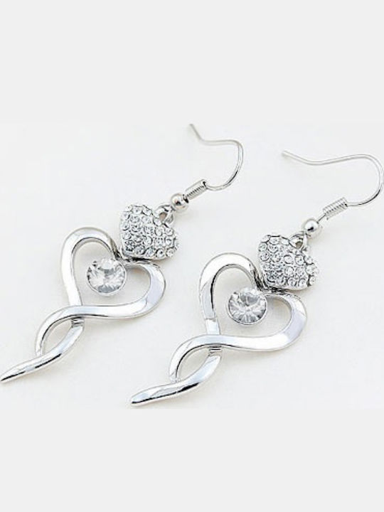 Special Offer Heart Dangle Earrings White Gold Plated Swarovski Crystals Abilene