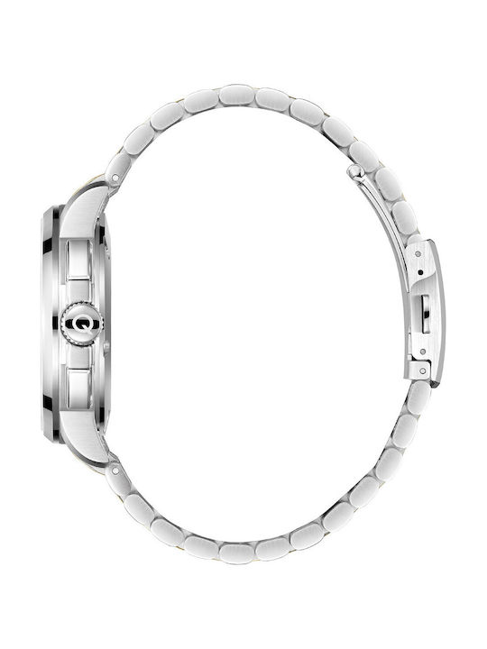 Quantum Ανδρικό Ρολόι 42mm Χρονογράφος Μπαταρίας με Ασημί Μεταλλικό Μπρασελέ