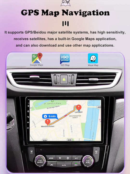 Auto-Audiosystem für Suzuki Hoch 2009-2016 (Bluetooth/USB/WiFi/GPS/Apple-Carplay/Android-Auto) mit Touchscreen 9"