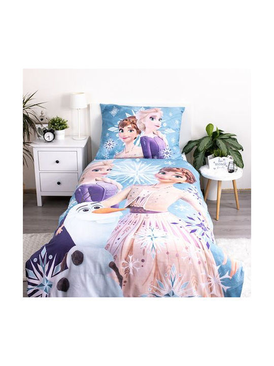 Halantex Set Kids Duvet Cover Single with Pillowcase Cotton White Snowflake 140x200cm