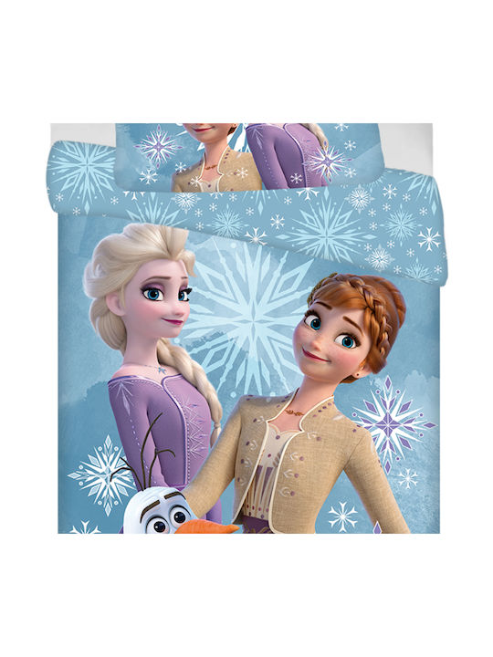Halantex Set Kids Duvet Cover Single with Pillowcase Cotton White Snowflake 140x200cm