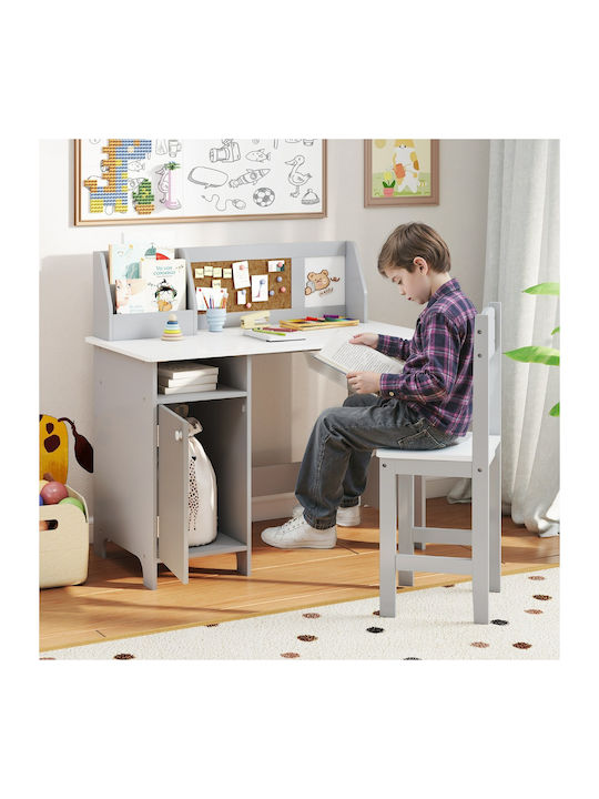 Kids Desk made of Solid Wood Gray 90x45x85.5cm