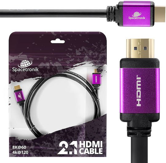 Spacetronik HDMI 2.1 Ultra High Speed 48Gbps 4K 120Hz HDR VRR Kabel HDMI-Stecker - HDMI-Stecker 12m Schwarz
