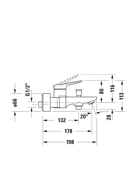 Duravit Αναμεικτική Μπαταρία Μπανιέρας Ασημί