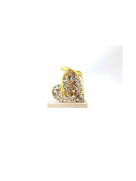 Korres Craft Handmade Окачен Гоури Сърце Бял от Дървο 13.5x14см 1бр