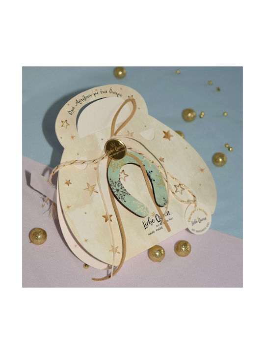 LiebeQueen Handmade Hanging Lucky Charm Horseshoe Light Blue made of Wood 1pcs