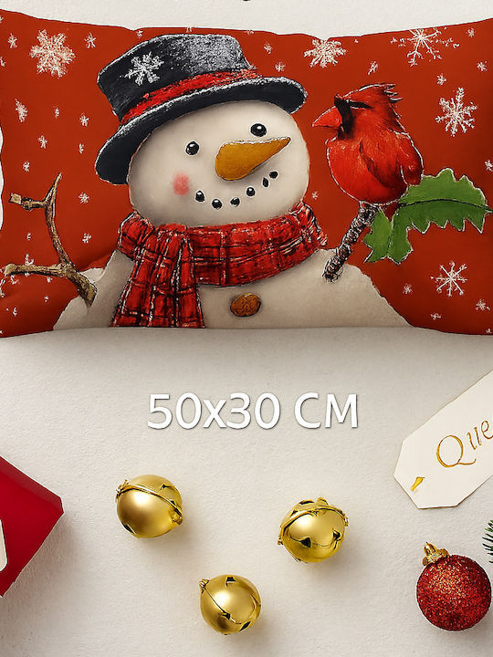 By Queen Limited Festive Edition Μαξιλαροθήκη Χιονάνθρωπος & Καρδινάλιος 50×30 Εκ