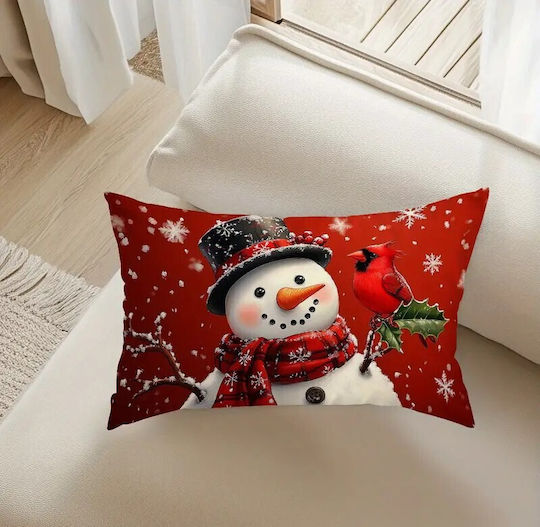 By Queen Limited Festive Edition Pillow Case Snowman & Cardinal 50×30 Cm