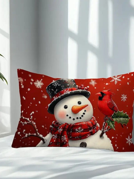 By Queen Limited Festive Edition Μαξιλαροθήκη Χιονάνθρωπος & Καρδινάλιος 50×30 Εκ