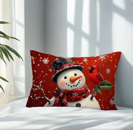 By Queen Limited Festive Edition Pillow Case Snowman & Cardinal 50×30 Cm