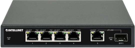 Intellinet 1SFP91W Unmanaged L2 PoE+ Switch με 4 Θύρες Gigabit (1Gbps) Ethernet και 1 SFP Θύρα
