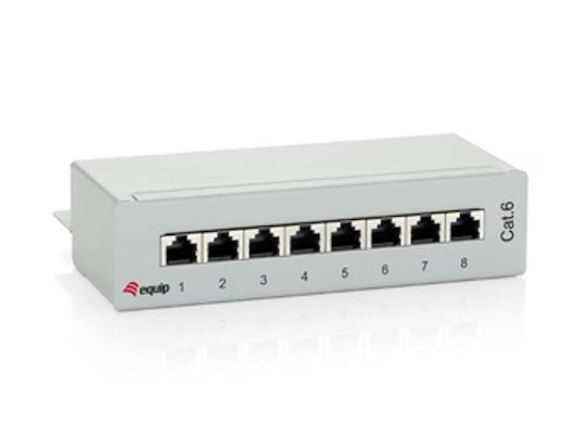 Equip Patch Panel Shielded για Rack 1U 8 Θυρών cat6 Γκρι