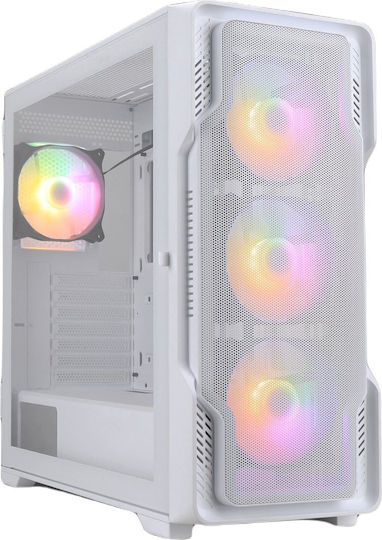 Nanoxia DS-9 ARGB TG-Mesh Airflow Gaming Midi-Turm Computergehäuse mit Seitenfenster Weiß