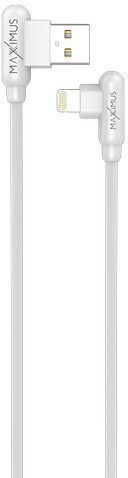 Maxximus MX Corner Ъгъл (90°) USB-A към Lightning кабел Бял 1м