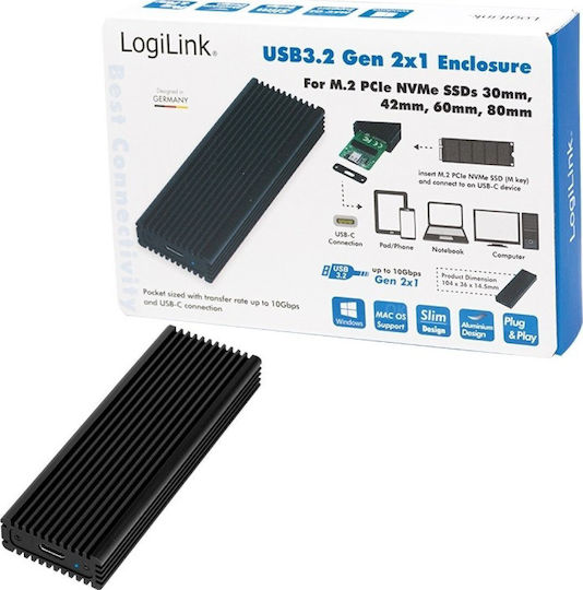 LogiLink Θήκη για Σκληρό Δίσκο M.2 PCI Express NVME με σύνδεση USB 3.2 Type-C