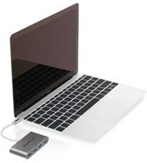 Iogear USB Хъб с 4 Порта USB 3.0 с USB-C Връзка Сребрист