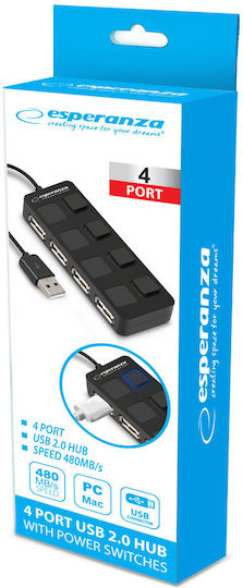 Esperanza USB 2.0 4 Port Hub with USB-A Connection