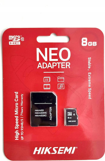 Hikvision microSDHC 8GB V10 23MB/s С Адаптер