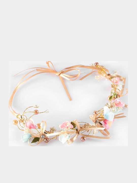 Accesoriu Coroniță de Păr Cristale Flori Panglică Șampanie Roz Pentru Domnișoară de Onoare Hariet