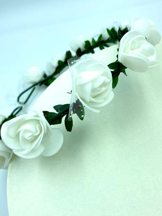 Accessories Hair Wreath Roses White Flower Girl Flora