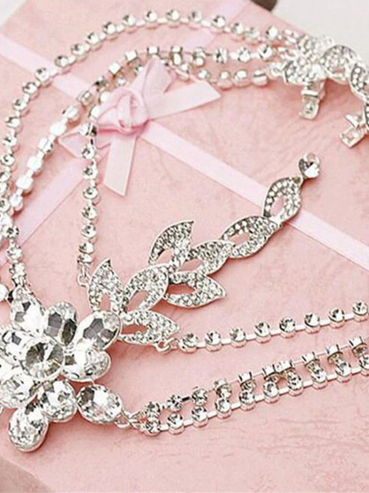 Bridal Accessories Headpiece Forehead Crystals Silver Bride Wedding Antonia