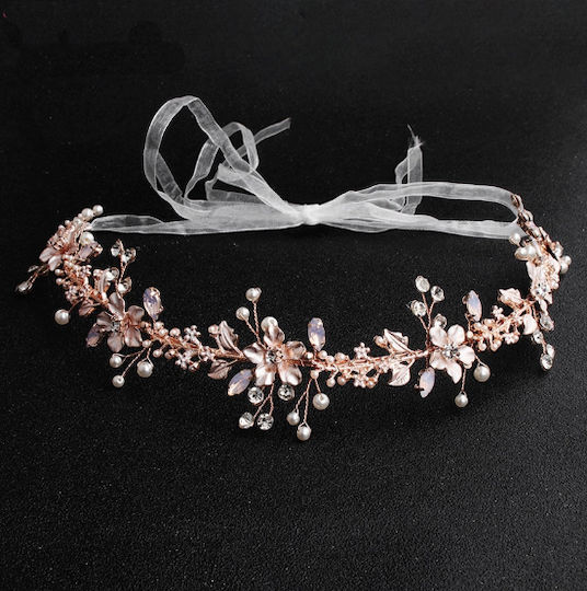 Bridal Hair Decoration Pink Gold Rose Gold Flowers Crystals Pearls Marlie