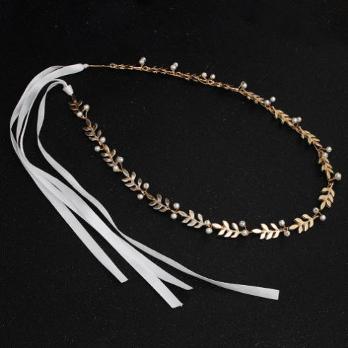 Bridal Hair Decoration Gold Greek Style Leaves Pearls Jemima