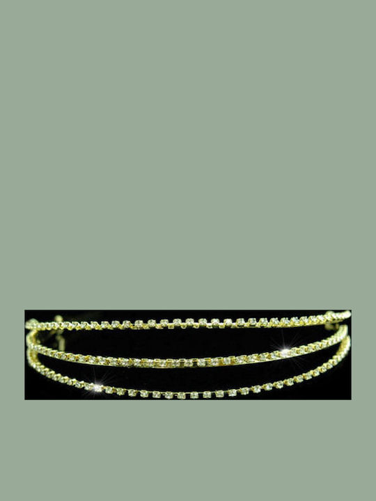 Gold-Plated Bridal Wedding Headband 3 Rows Crystals Despina