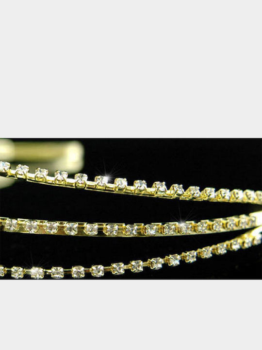 Gold-Plated Bridal Wedding Headband 3 Rows Crystals Despina
