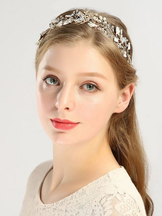 Unique Bridal Hair Decoration Gold Leaf Design Pearls Crystals Teresa
