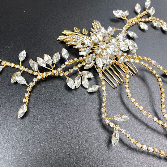 Bridal Hair Comb Long Vine Silver or Gold Austrian Swarovski Crystals Albertine