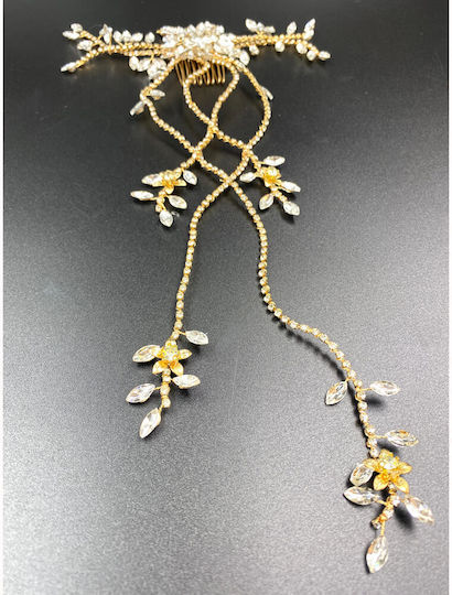 Bridal Hair Comb Long Vine Silver or Gold Austrian Swarovski Crystals Albertine