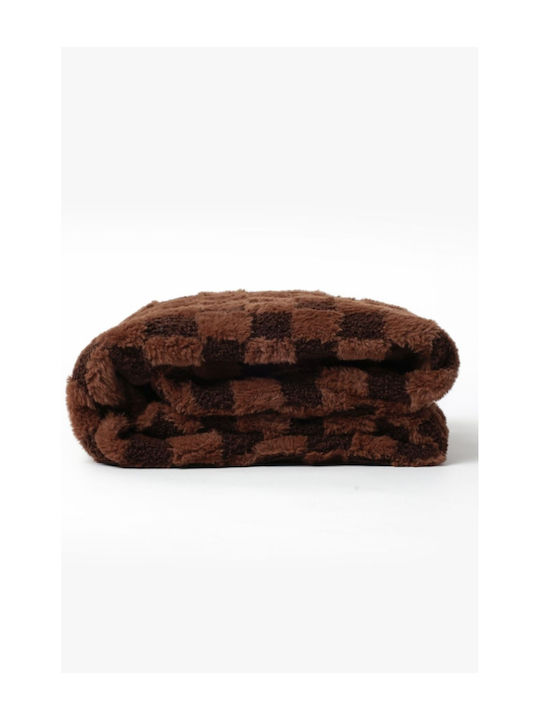 Admas Terry Rabbit Κουβέρτα Καναπέ 127x152εκ. Καφέ