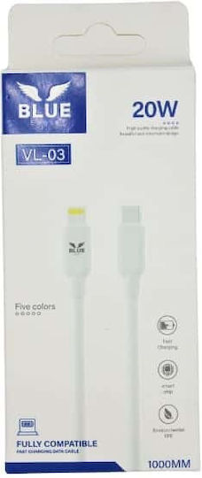 Blue Eagle Vl-03 Fast Charging Data Cable 20w Lightning Type C White